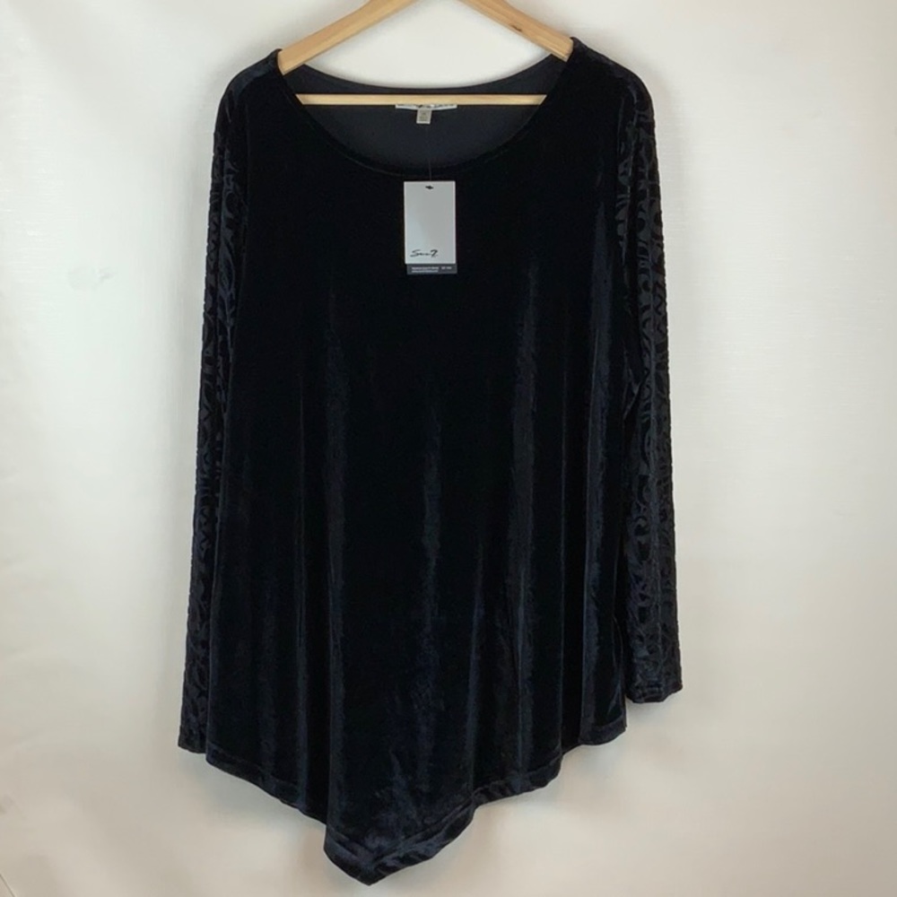 Seven7 Velvet Silky Stretch Blouse Long Sleeve